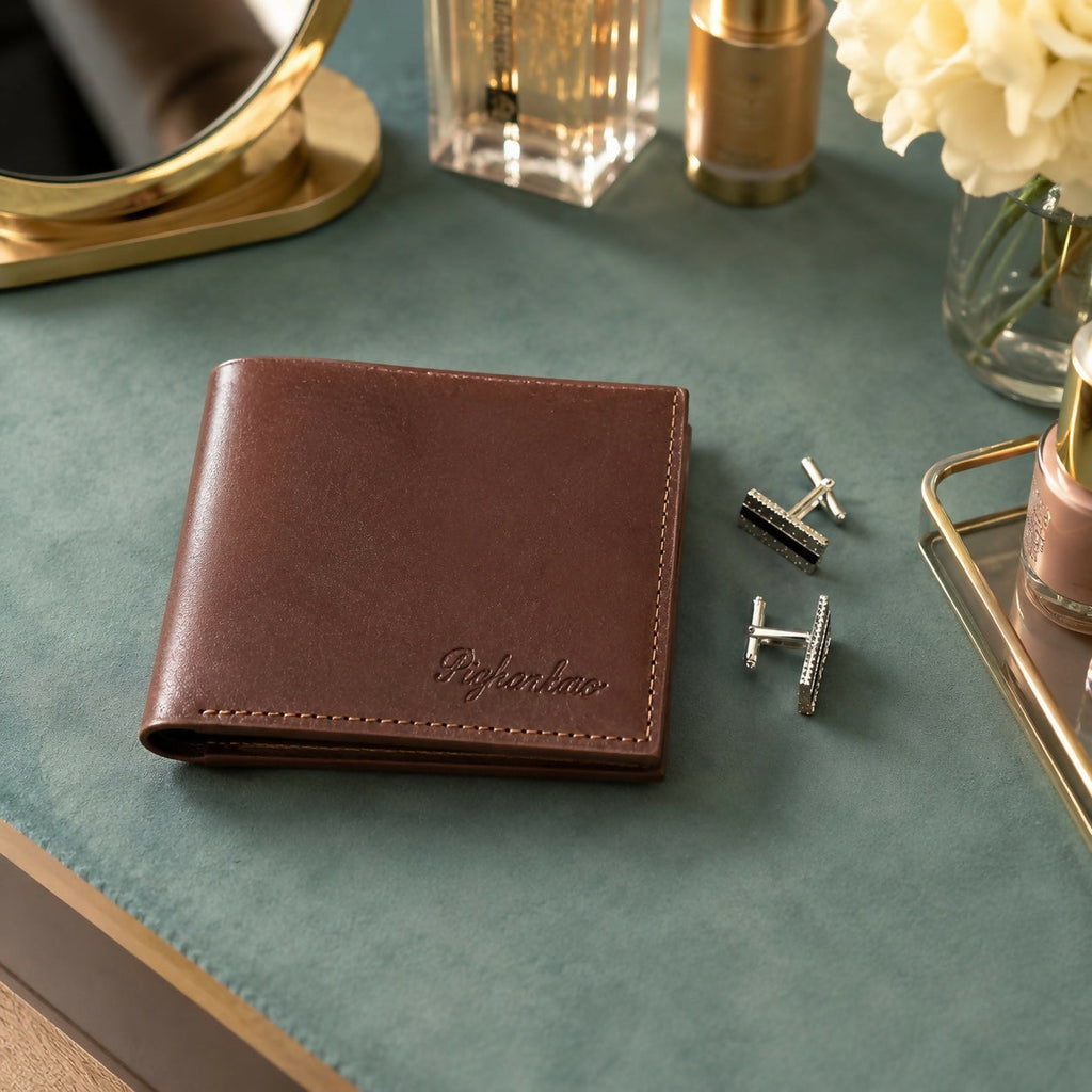 Men's Bifold Wallet with Metal Cufflinks